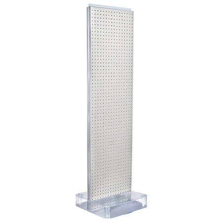 Azar Displays Two-Sided Pegboard Floor Display On a Square Studio Base 700770-WHT